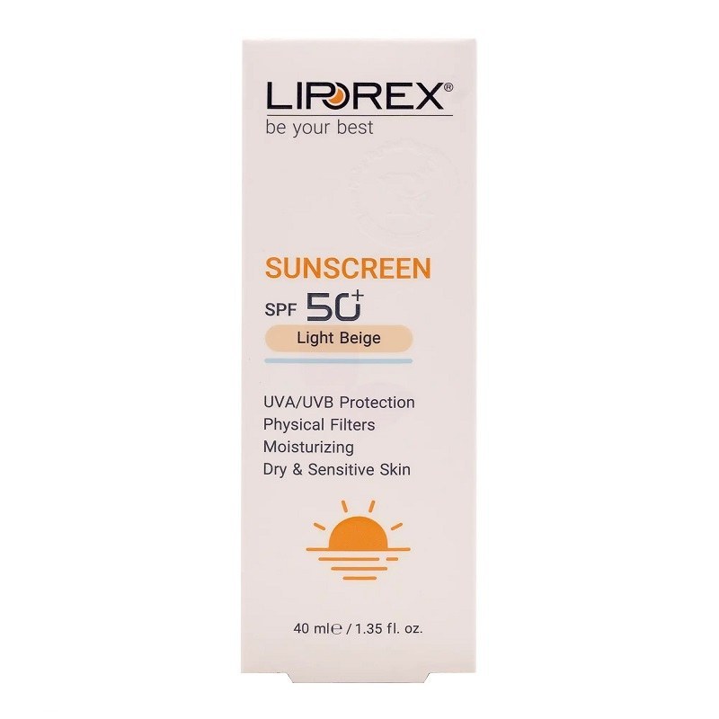 کرم ضدآفتاب رنگی بژ روشن لیپورکس مخصوص پوست خشک و حساس SPF50